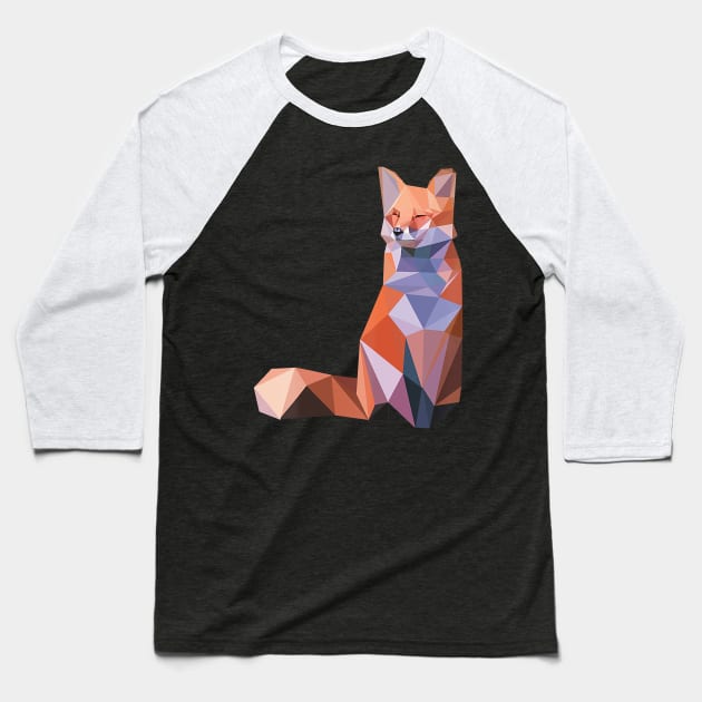 Fox Abstract Polygon Art Cool Geometric Wild Animal Baseball T-Shirt by JaydeMargulies